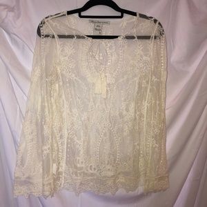 White American Rag All Lace Long Sleeve Blouse